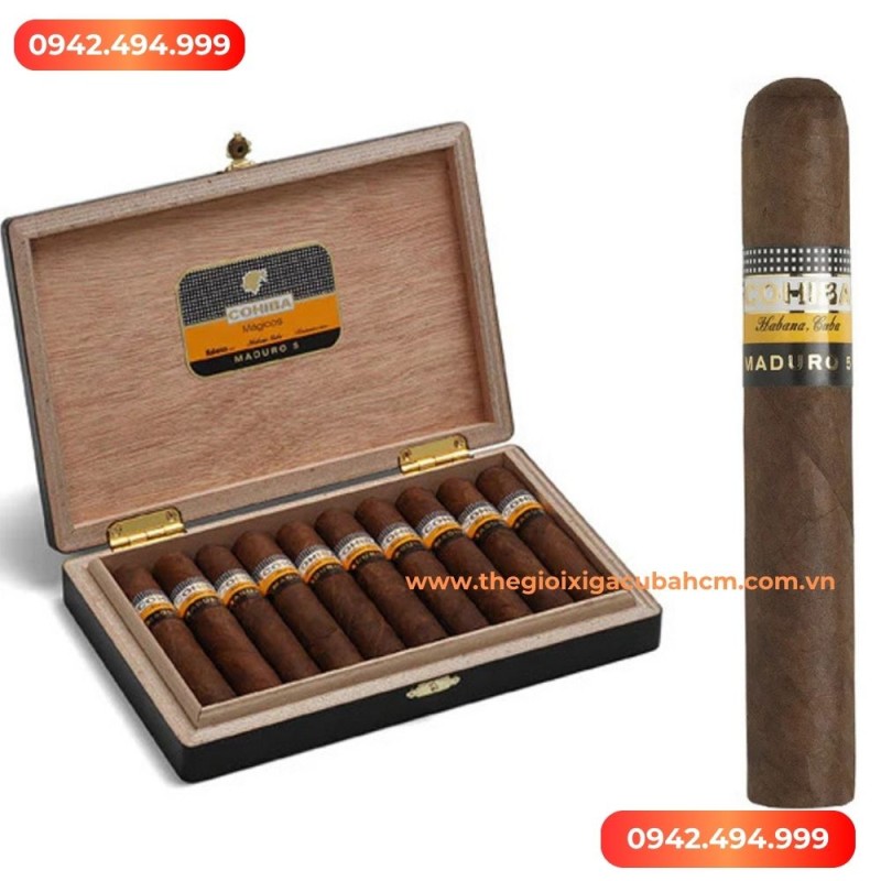 XÌ GÀ COHIBA Maduro 5 Genios hộp 10 điếu thumb