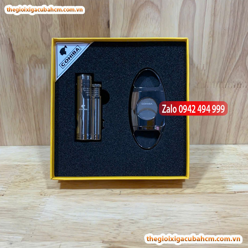 Set phụ kiện xì gà COHIBA DAO CẮT - QUẸT1, SÉT PHỤ KIỆN COHIBA 2 MÓN1