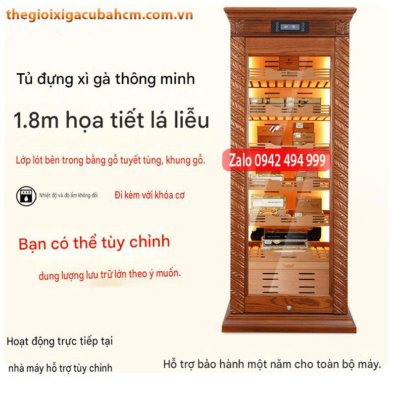 Tủ giữ nhiệt xì gà bằng gỗ tuyết tùng nguyên khối tùy chỉnh