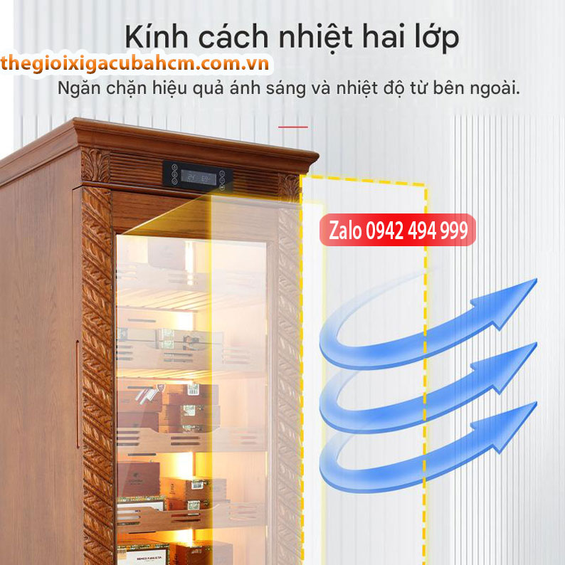 Tủ giữ nhiệt xì gà bằng gỗ tuyết tùng nguyên khối tùy chỉnh